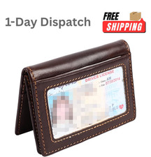 Easyoulife RFID Mens Slim Front Pocket Wallet Genuine Leather Bifold Black