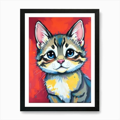 Katze Katze 5 Kunstdruck gerahmt Wandbild Poster Leinwanddruck Bild