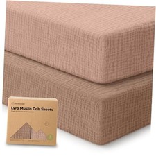 2-Pack Muslin Crib Sheets for Boys, Girls - 100 Organic Cotton Fitted Russet