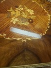 Italian Marquetry Wood Inlaid Octagon Tray Brass Handles Serving Vanity Ornate.  — photo 3