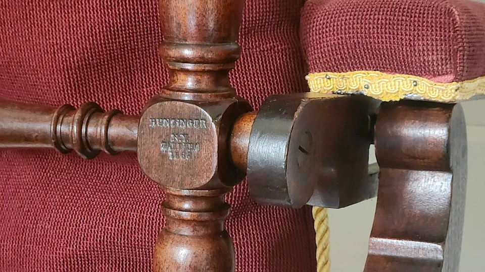 Sillón con brazo de biblioteca, reclinable, G Hunzinger, 1866 patente SpaceSaver, victoriano 38" Foto 2 de 4