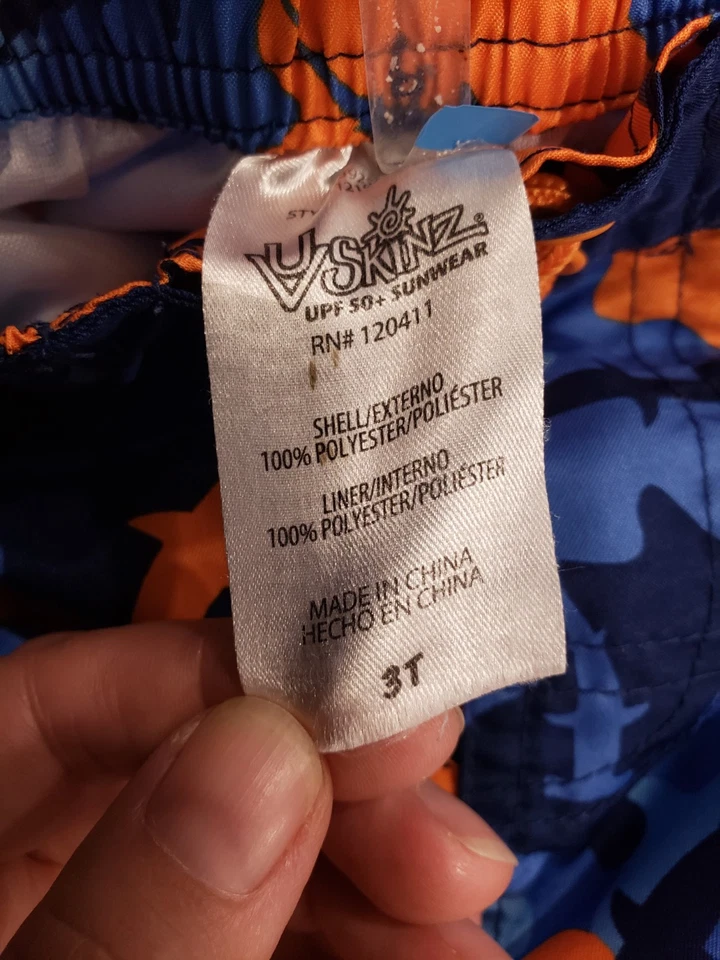 UV Skinz Boys Orange/Blue Swimm Suite UPF 50 Protection Size 3T - Image 4 of 4