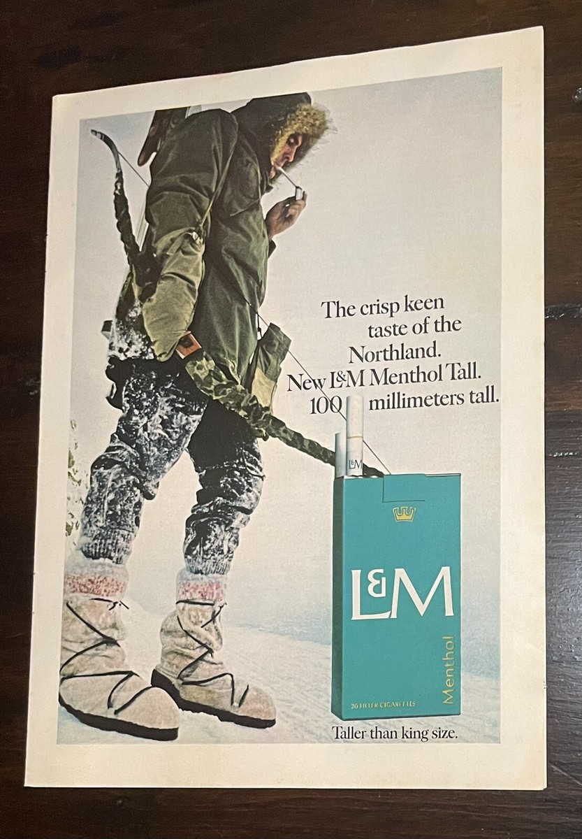 1960's L&M Cigarettes Menthol Taste Northland Man Bow Hunting Vintage Ad  #24425