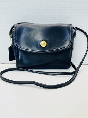USA VINTAGE COACH CHRISTIE CROSSBODY SHOULDER BLACK LEATHER SPRINGLOCK  9892