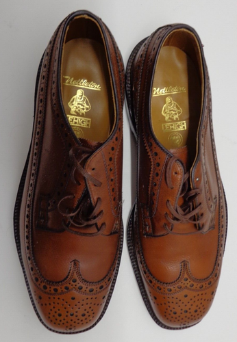 Zapatos de vestir vintage Nettleton Lehigh puntas de ala para hombre diseñador de EE. UU. puntera de acero 9,5D - Imagen 2 de 14
