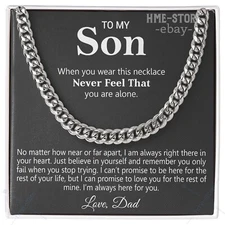 For My Son Cuban Chain Necklace From Dad, Father To Son Birthday Graduation Gift