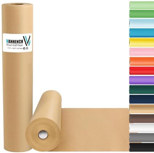 Wrapping Paper, Craft Paper, Kraft Paper 17.5"x 17.5" x 100‘ Brown - Picture 2 of 7