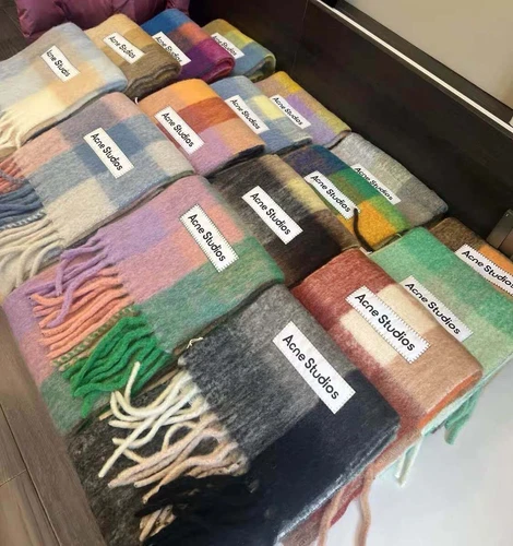 ACNE STUDIOS Sciarpa di lana Acne1 Studios sciarpe donna spesse righe arcobaleno scialle pashmina