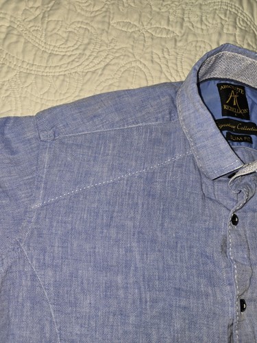 absolute rebellion Blue buttonup long sleeves Sz L WOMEN 100 Cotton Slim Fit - Picture 5 of 20