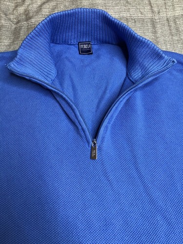 Fedeli Made In Italy Men’s 1/4 Zip Pullover Sweater 100% Cotton - Picture 6 of 8
