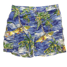 Polo Ralph Lauren Swim Trunks XL Blue Board Shorts Aloha Hawaiian Vintage 90's