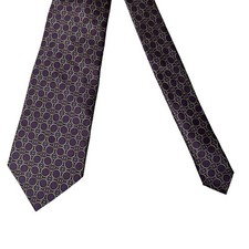 Bloomingdale's Mens Store Silk Tie Purple Geometric Floral 58 x 3.5 NWT