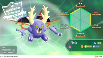  Pokémon Lets Go Pikachu Mega Pinsir Shiny IV6 deutsch - Nur Lets Go Tausch 