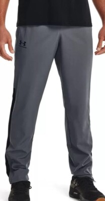 Under Armour Pants Mens MED Gray, UA Vital Woven Wind Resistant Track Pants NWT