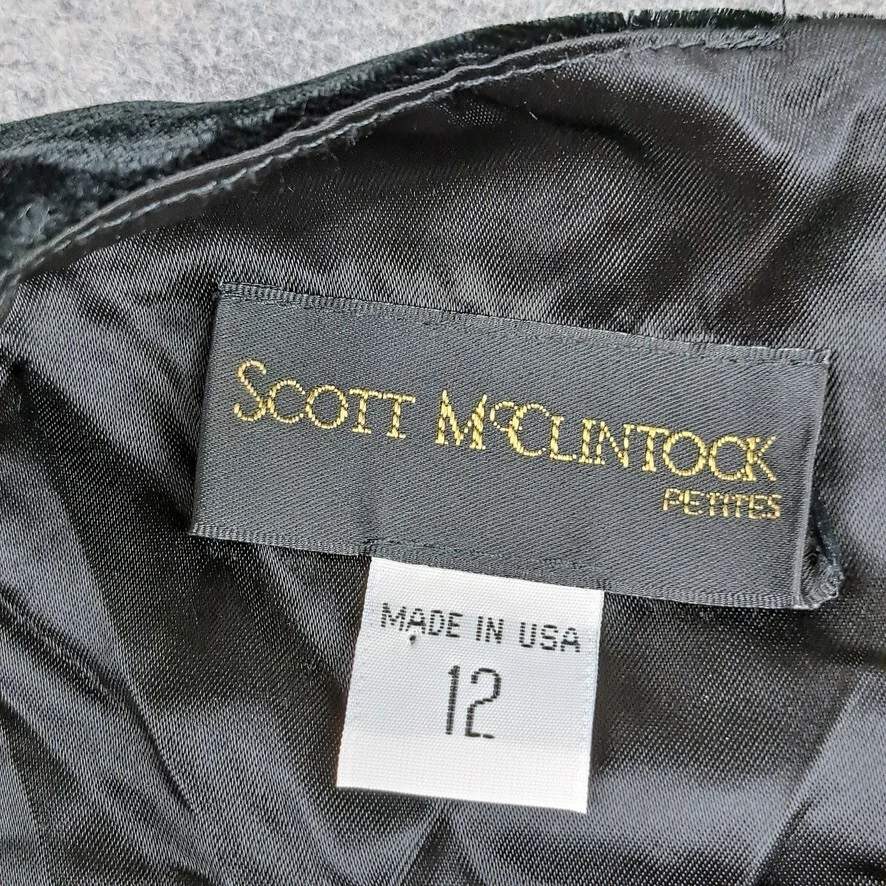 Maxi vestido vintage Scott McClintock para mujer talla 12 negro dorado terciopelo años 90 Foto 2 de 4