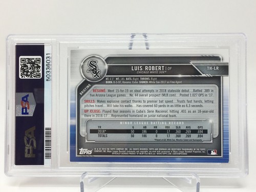 2019 Topps Holiday Rookie Card Luis Robert Serial 23/50 Blue Snowflake PSA 9 - Picture 11 of 11