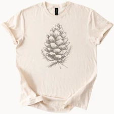 Pine Cone Nature Sketch Shirt Outdoorsy Forest Graphic Unisex Tee Top