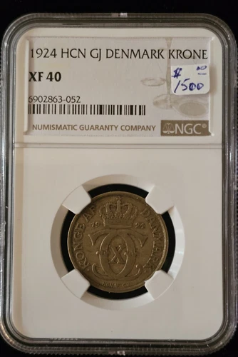 1924 HCN GJ DENMARK KRONER NGC XF-40 (KEY DATE)