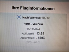 Lot Porto - Walencja 15/11/2024 13:25