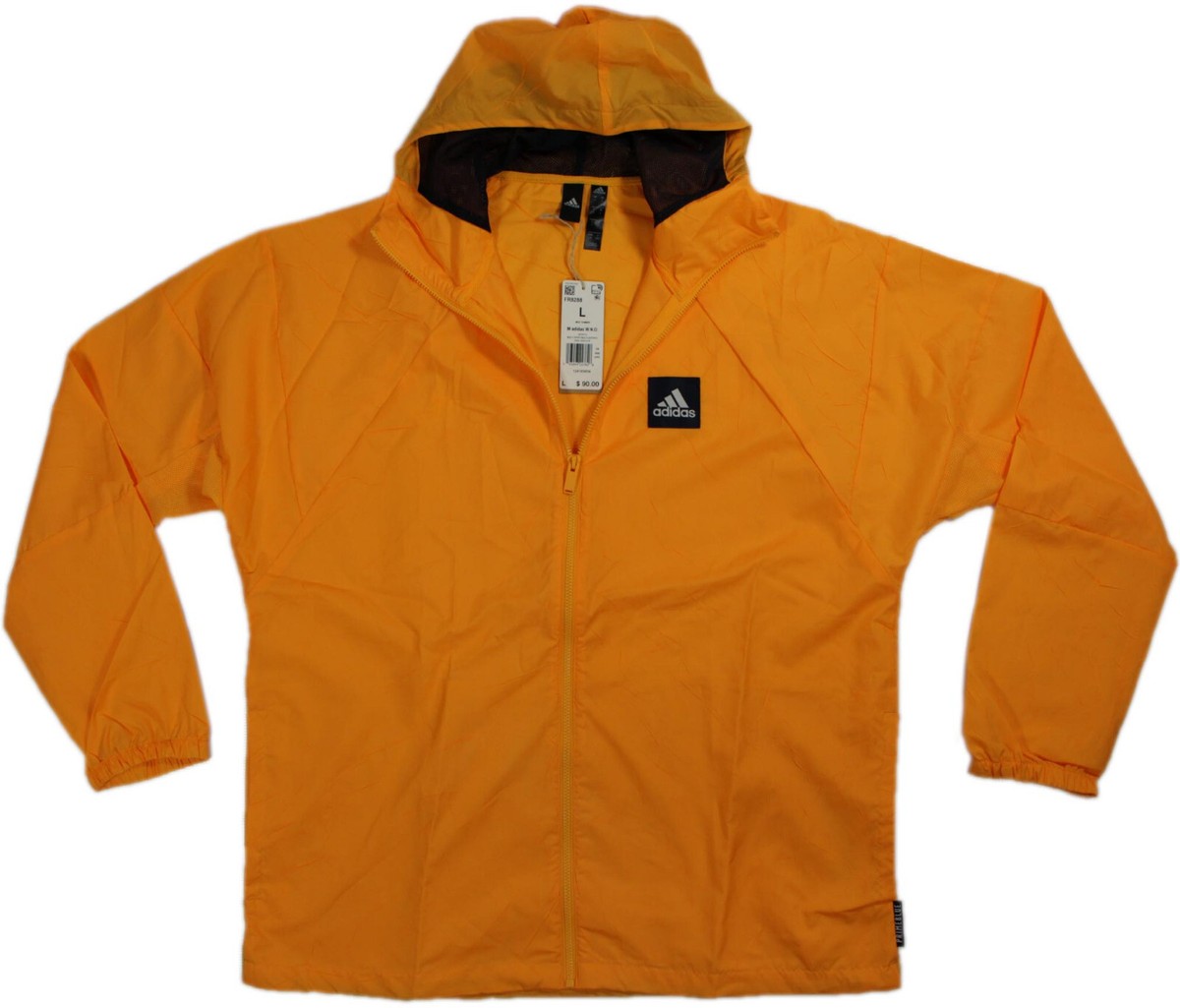 ADIDAS Primeblue Windbreaker Jacket- L- NEW- $90 Gold/Orange light  coat