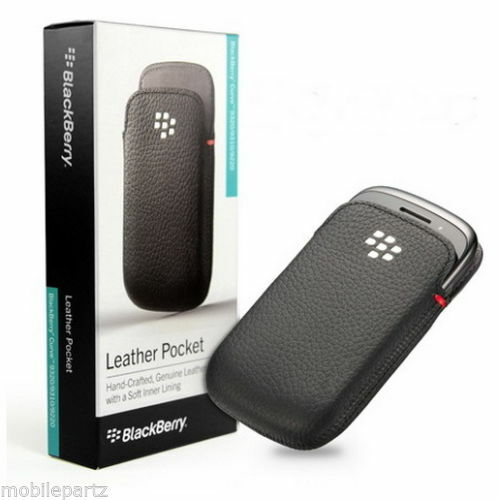 黒いレザーケース Genuine BlackBerry 9320 9310 9220 Black Leather Premium Pocket