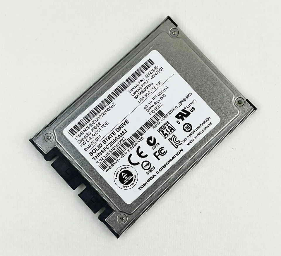 Toshiba THNSFC256GAMJ 256GB 1.8" Micro Sata SSD SATA3.0Gbps  PN: 45N8206 - Image 3 of 4