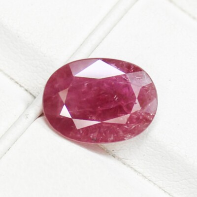 Natural Faceted Pink Ruby Piece In Oval Shape 3.40 Carats 12x9x4 mm Size