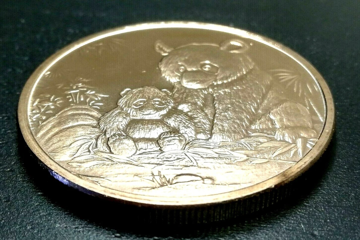 Moneda Cobre Oso Panda Y Osezno 1 Oz Copper Pure Puro 999 Año 2012