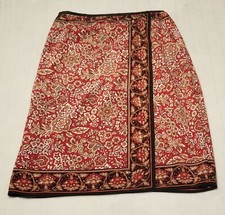 Sag Harbor Women's Red Multicolor Floral Boho Maxi Wrap Stretchy Skirt Size 18W