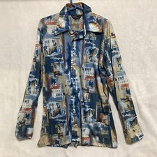 VTG Rare Essley Bug-a-Boo Shirt 1970s Sheer Thin Disco Mens L Classy Made in USA