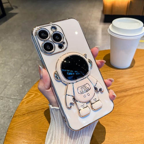 For iPhone 15 14 Pro Max 13 12 11 XS XR 8 Plating 3D Astronaut Stand Case Cover - Picture 9 of 20