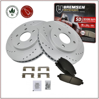 2x GEBOHRT BREMSSCHEIBEN BREMSKLÖTZE VORNE FÜR FORD CROWN VICTORIA 2003 - 2011