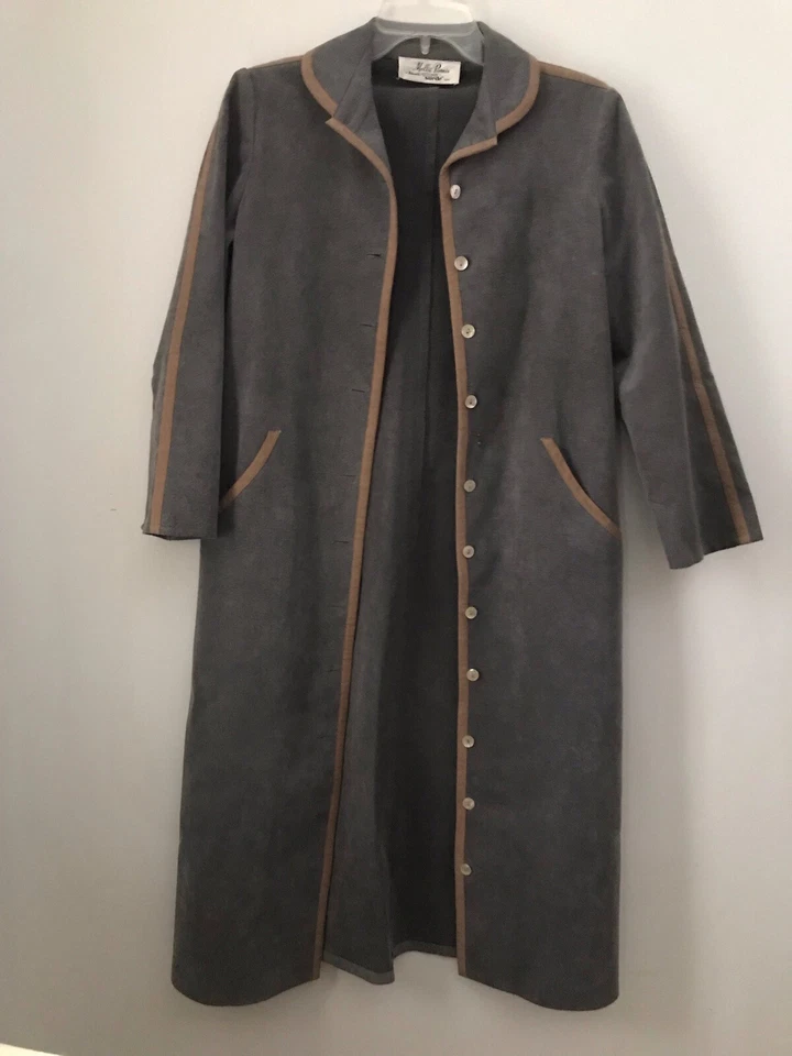 Abrigo largo vintage años 60 Mollie Parnis Paris ultra gamuza se ajusta como pequeño LEER Foto 4 de 4