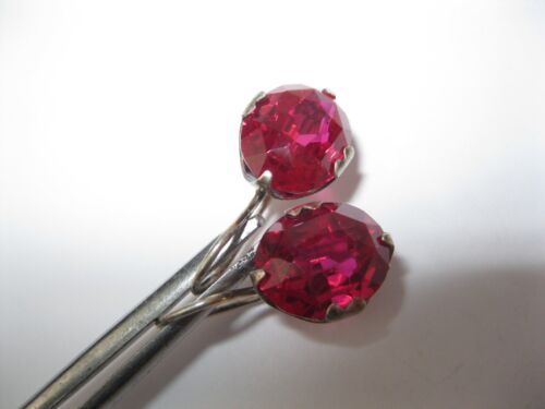 EARRINGS SILVER 875 Ruby corundum stones Soviet Union USSR Vintage Original - Picture 13 of 23