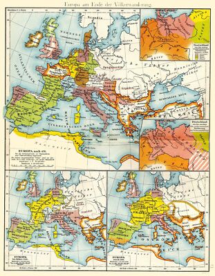 Historic Map - Europe End Migrations - Putzgers 1897 - 23 x 29.54