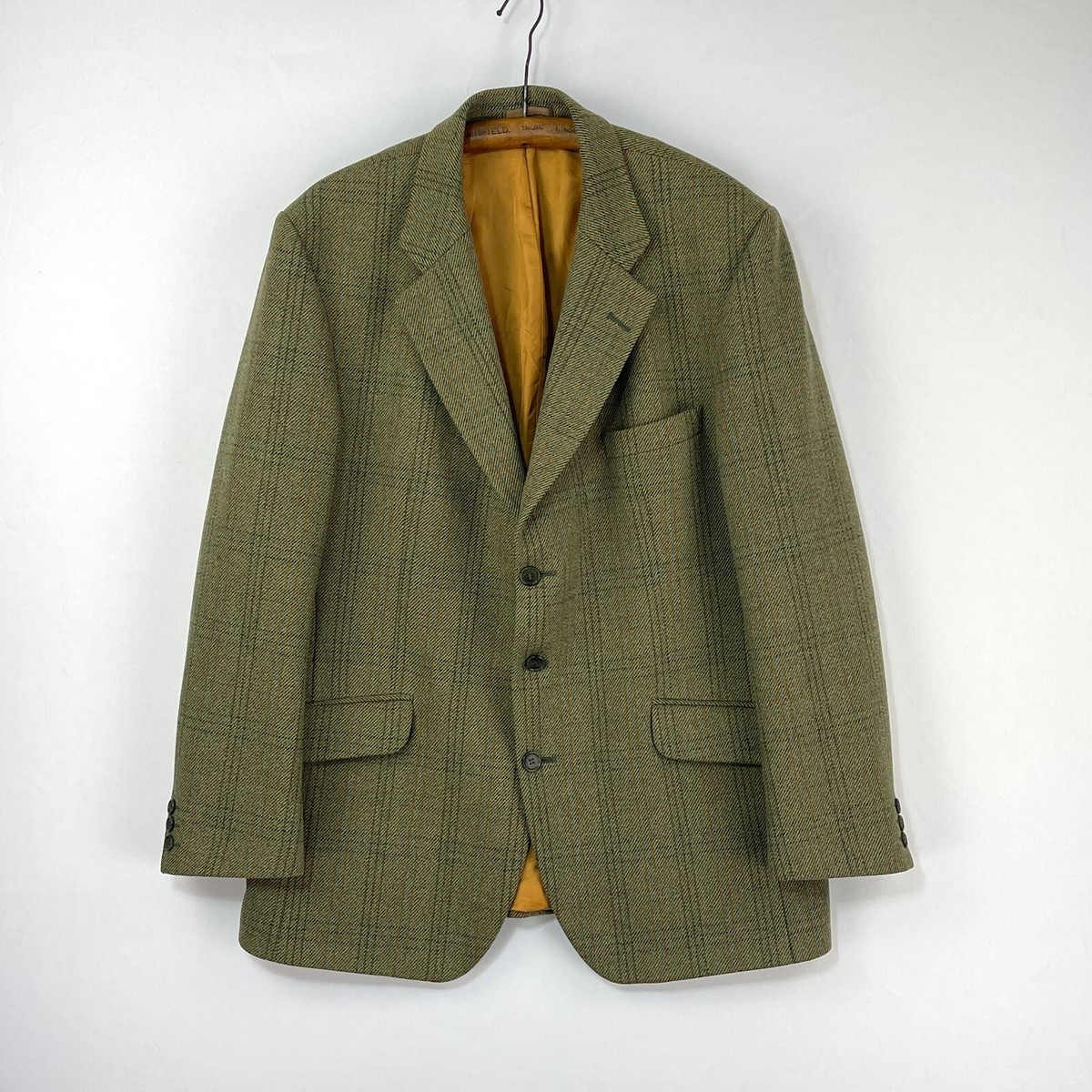 Bladen Supasax Saxony Tweed Jacket Mens 44R Green Check Hacking