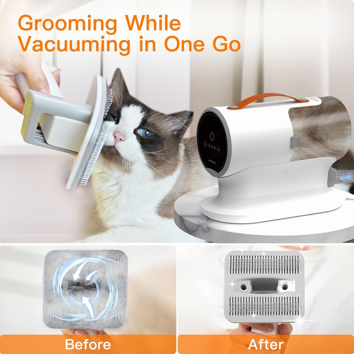 AIRROBO PG100 12000Pa Pet Grooming Vacuum Kit 5-in-1, 2L DustBin