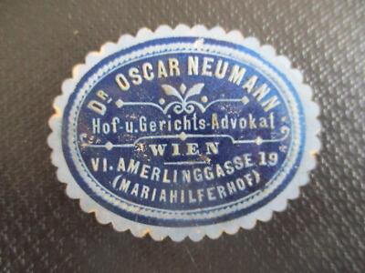 (40644) Siegelmarke - Dr. Oscar Neumann, Advocat, Wien