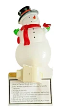 Nantucket Snowman Christmas Night Light 5" Tall Bathroom Hallway Winter Holiday