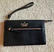Kate Spade Black Pebbled Leather Wristlet Wallet