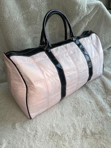 Baby Pink Duffle Bag Travel Gym Purse Faux Patent Leather Shabby Chic Glenda - Picture 9 of 24