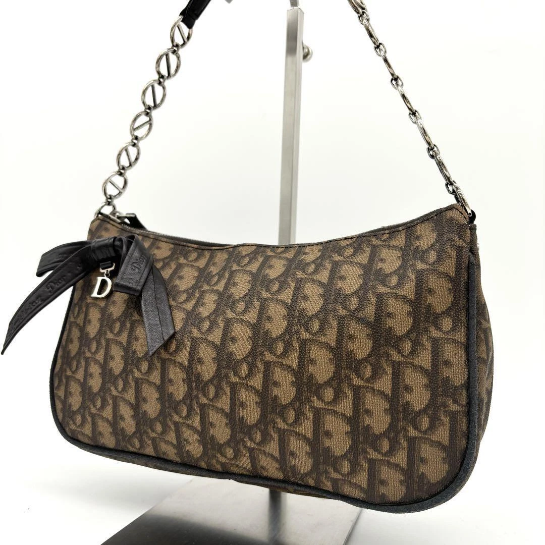 Sac à main Christian Dior trotteur romantique support D ruban marron du Japon