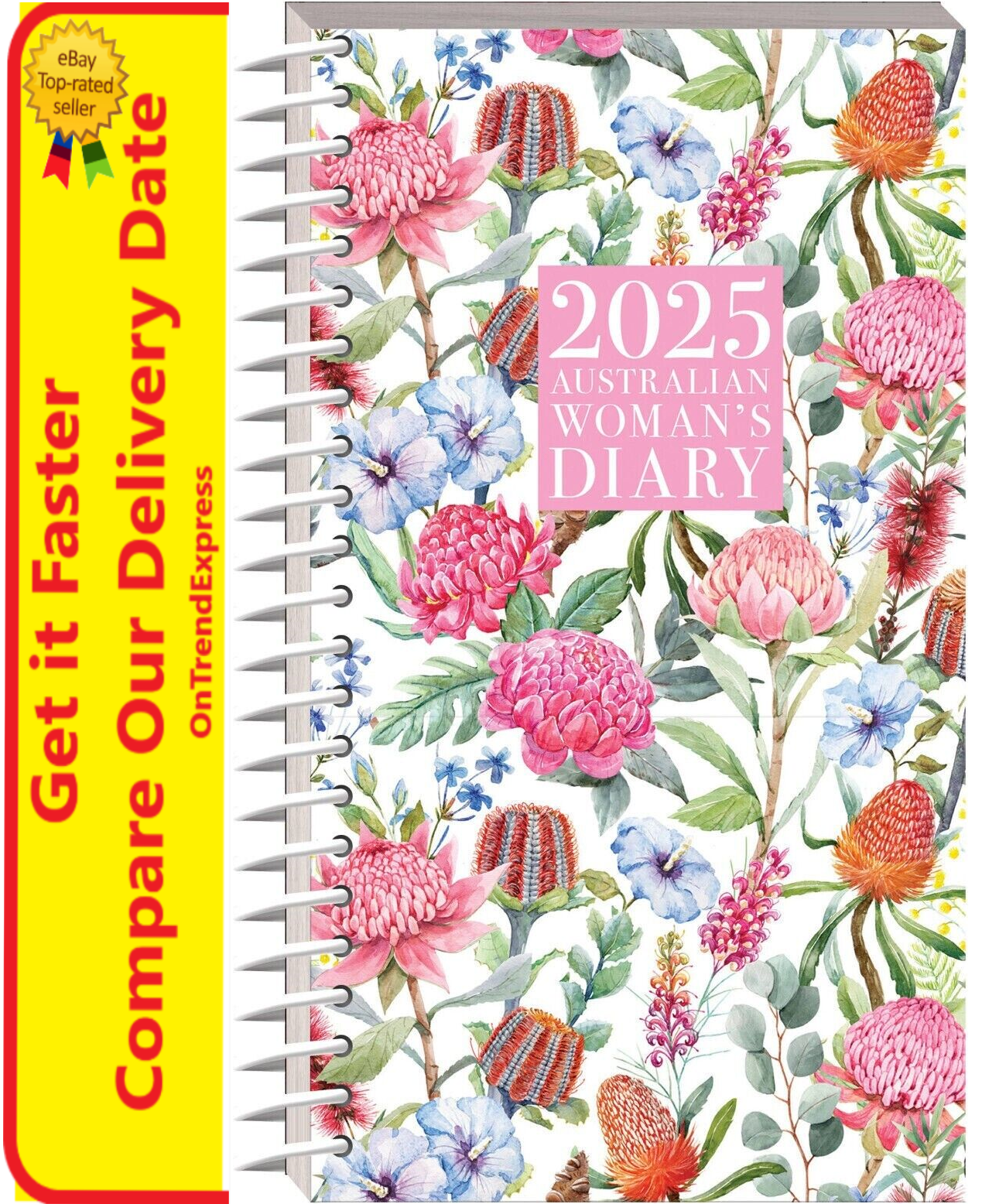 2025 Australian Woman's Diary Spiral Side Open Notebook Week To View WTV Hinkler
