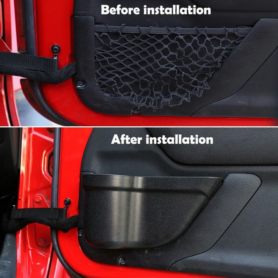 PARA JEEP WRANGLER JK ⭕BOLSILLO PUERTA DELANTERA Y TRASERA CAJA DE ALMACENAMIENTO ORGANIZADOR BANDEJA ACCESO Foto 4 de 4