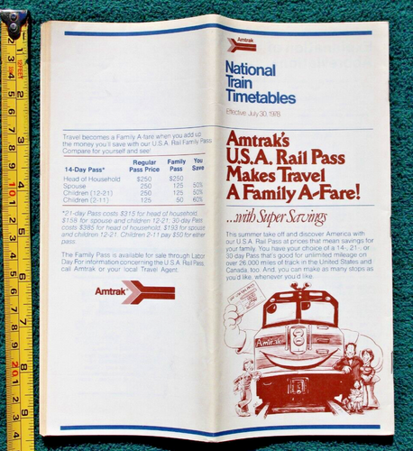 1978 Intercity Railway Train Routes Amtrak Railroad Timetable Passenger Schedule