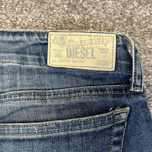 Diesel Women Jean Slim Skinny Low Waist Stretch Blue Distressed Grupee W31 L28 * - Picture 10 of 11
