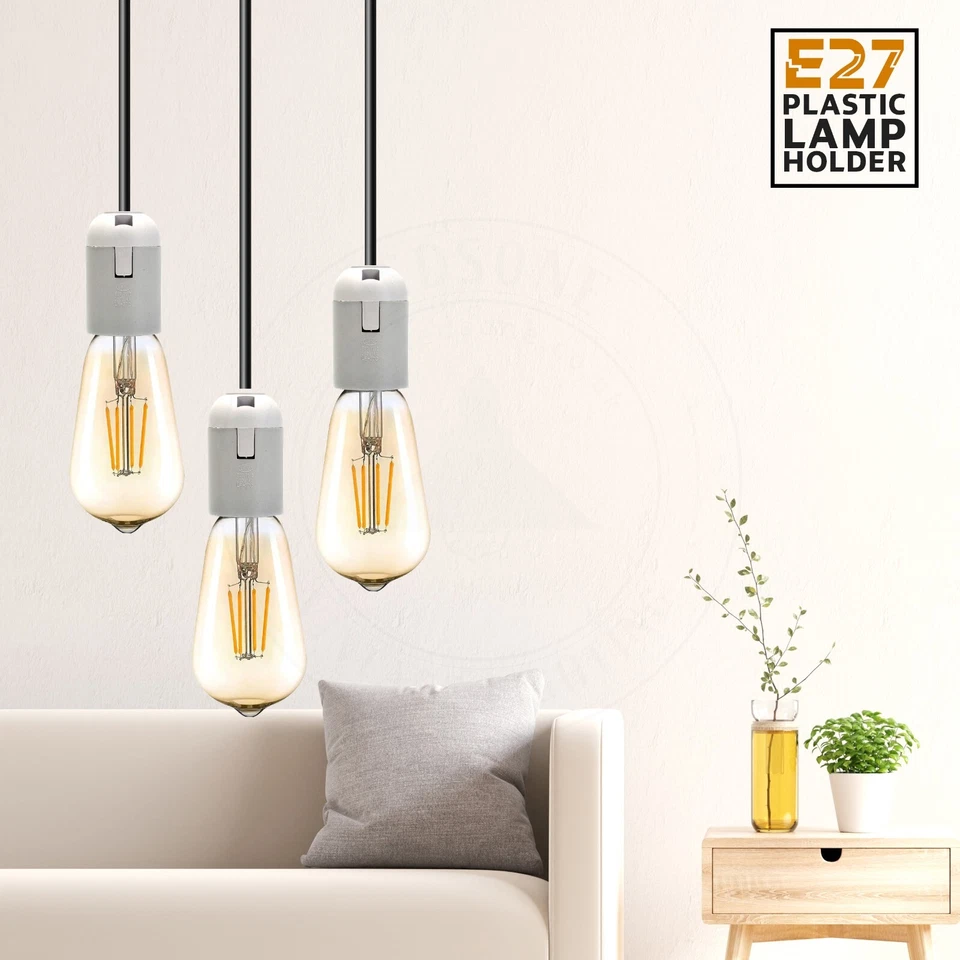 E27 E14 Plastic Light Bulb Lamp Holder Screw style Pendant Socket Bulb Holders - Image 3 of 4