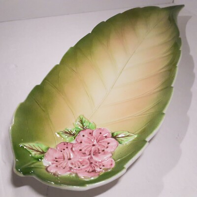Giftcraft Leaf Flowers Ceramic Serving Dish Tray Platter GE-6491 Japan