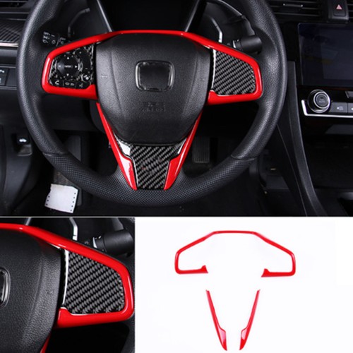 For Honda CRV CR-V 2017-2020 Red Style Interior Steering Wheel Decorative Trim - Picture 3 of 4