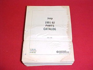 1991 1992 JEEP CHEROKEE WRANGLER NOS PARTS LIST CATALOG BOOK MANUAL 91